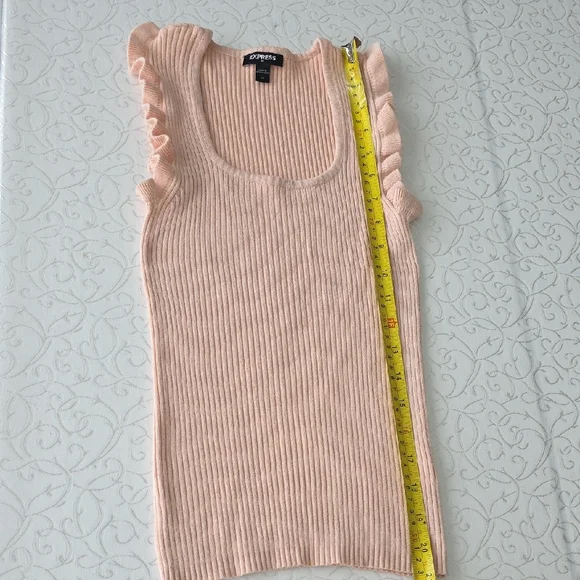 Express Pink Ribbed Ruffle Tank Top - Picture 4 of 7